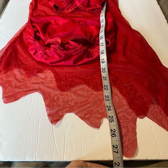 Kelle solo red 3 piece mesh sheer dress leotard Dance Costume MC-Medium child - Picture 7 of 9